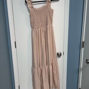 SHEIN Peach Gingham Maxi Dress